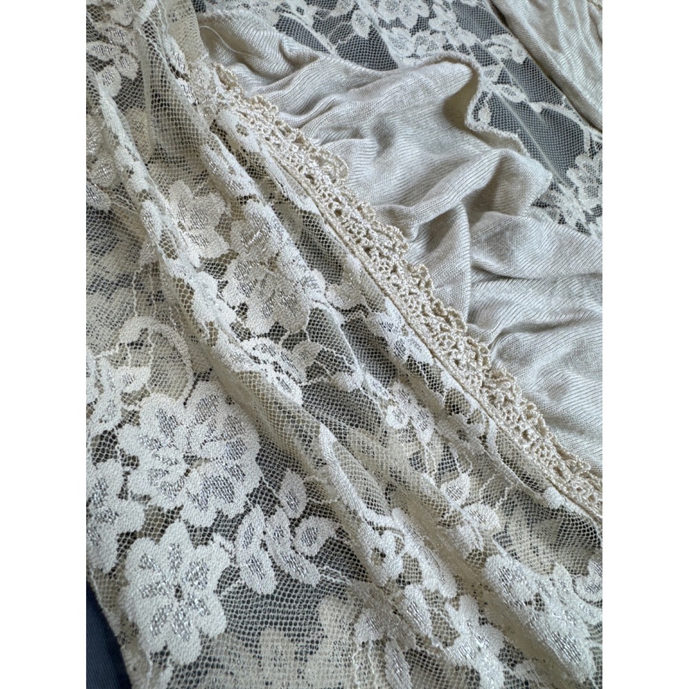Love On A Hanger Cream Floral Lace Ruffle Trim Open Front Vest Small Boho Chic - Picture 5 of 10